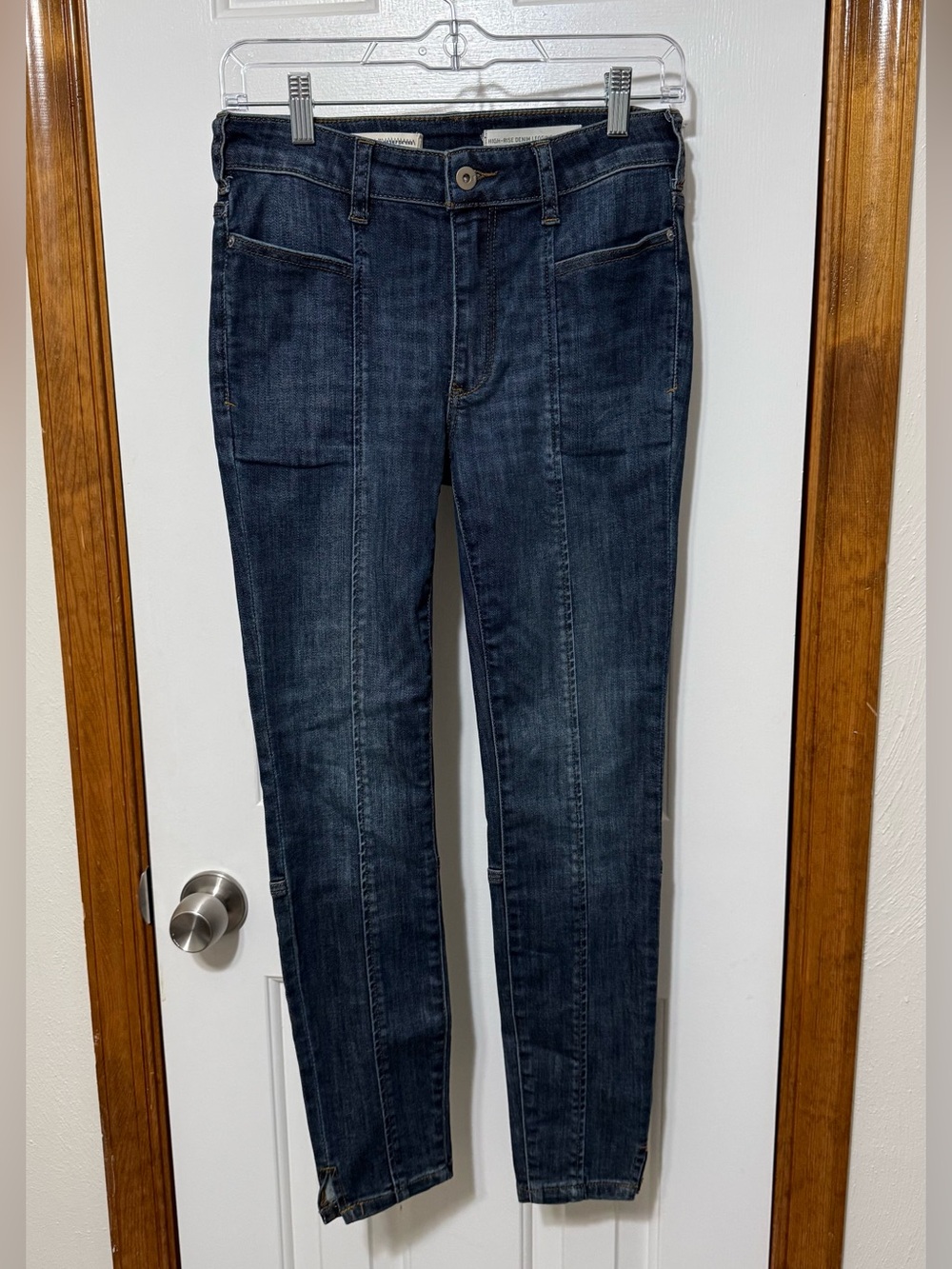 Anthropologie Pilcro High Rise Denim Leggings Moto Jeans Dark Wash|Size 27
